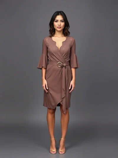 V-Neck Waist Tie-Ups color full Playsuit